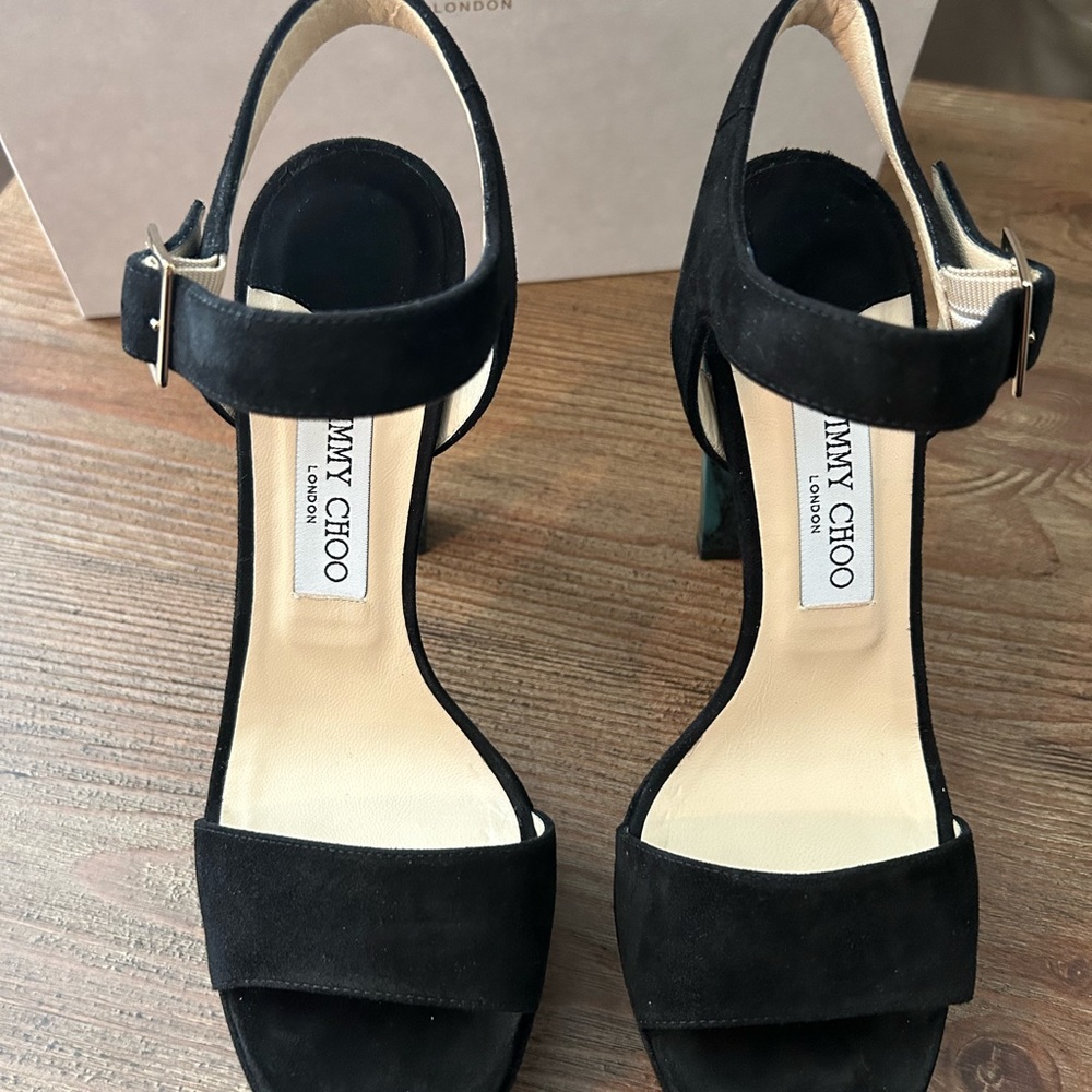 Fabulous Jimmy Choo Dora Platform Heels, Black, NEVER WORN - Picture 5 of 8